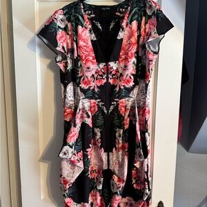 City Chic Black Dress with Pink Floral Design